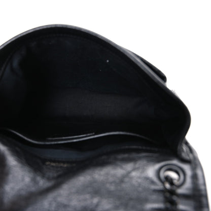 Crinkled Calfskin Matelasse Monogram Baby Niki Chain Satchel Black