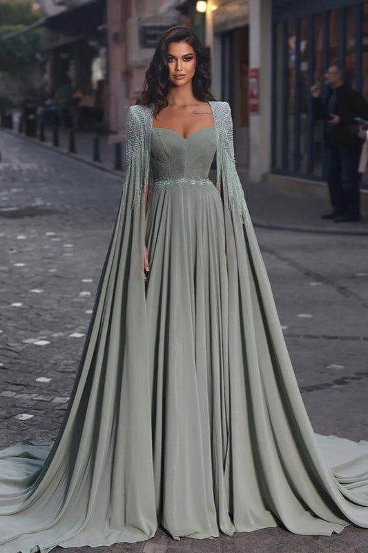 Long Sleeves A-Line Prom Dress