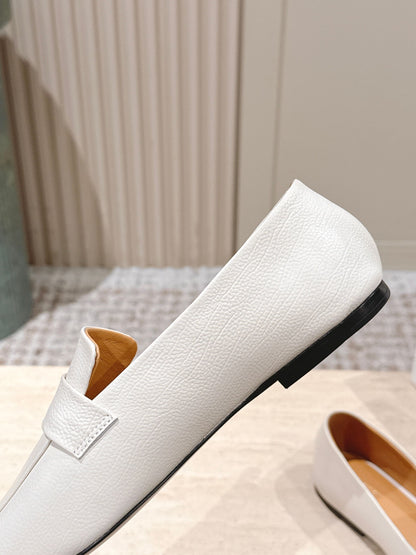 The Row 2025 Square Toe Loafer Cream Sheepskin 556137