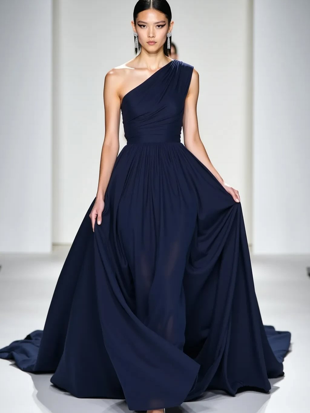 Sleeveless One Shoulder Straps A Line Prom Dress