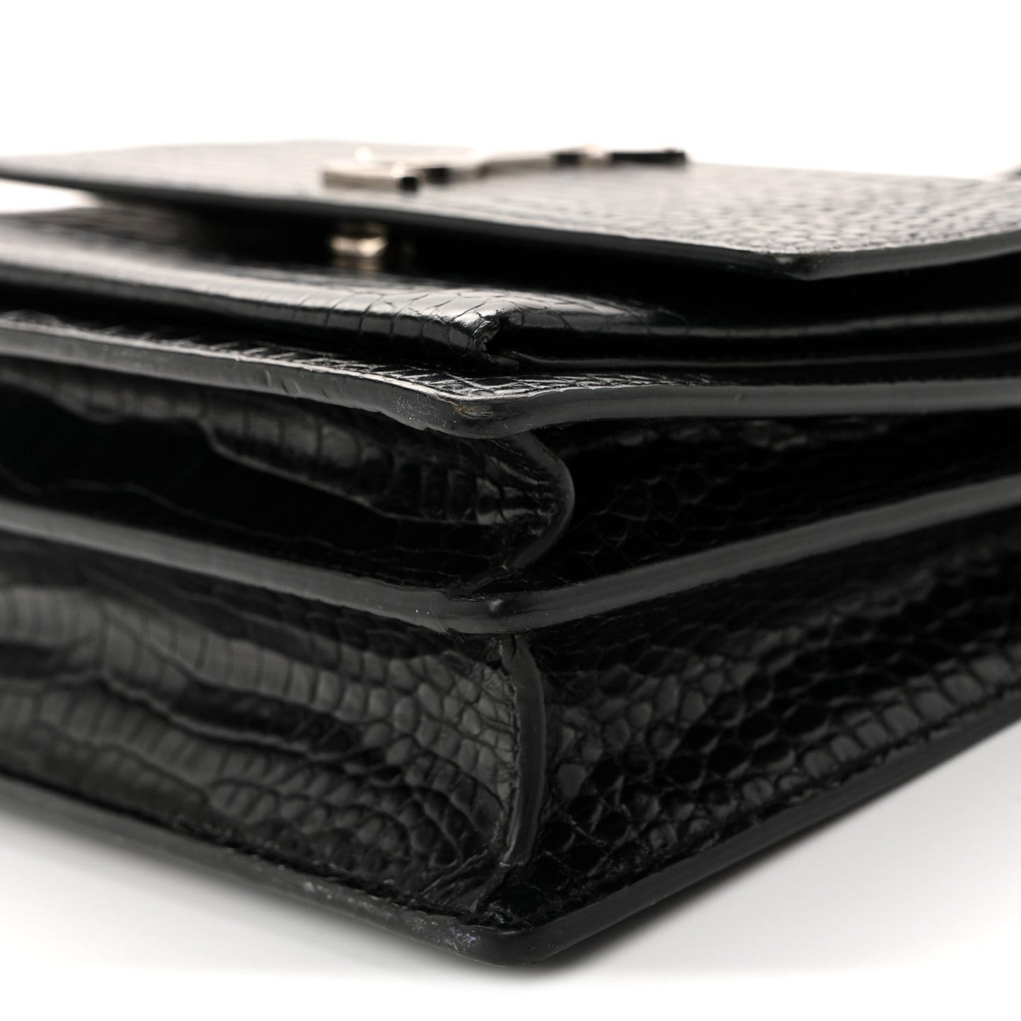Calfskin Crocodile Embossed Medium Monogram Sunset Black