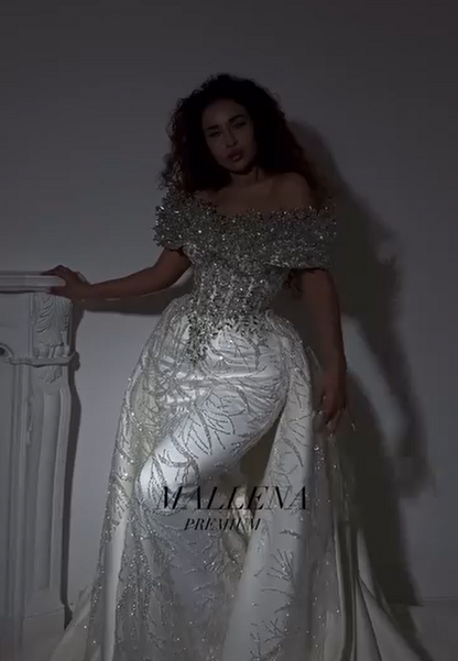 Luxurious Off-Shoulders Sleeveless Strapless Beads Sequins Mermaid Long Prom Dress