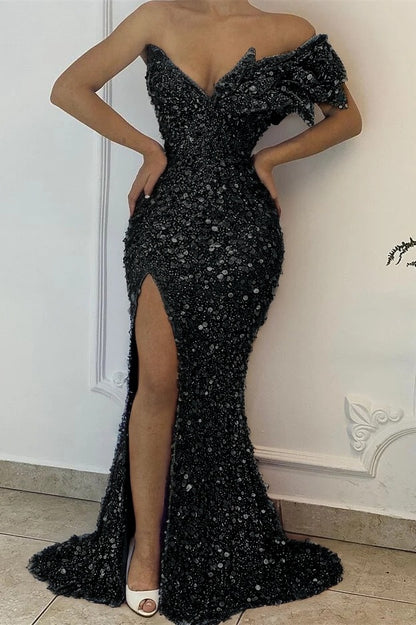 Pretty Lilac  V-Neck Off-The-Shoulder Mermaid Prom Dress