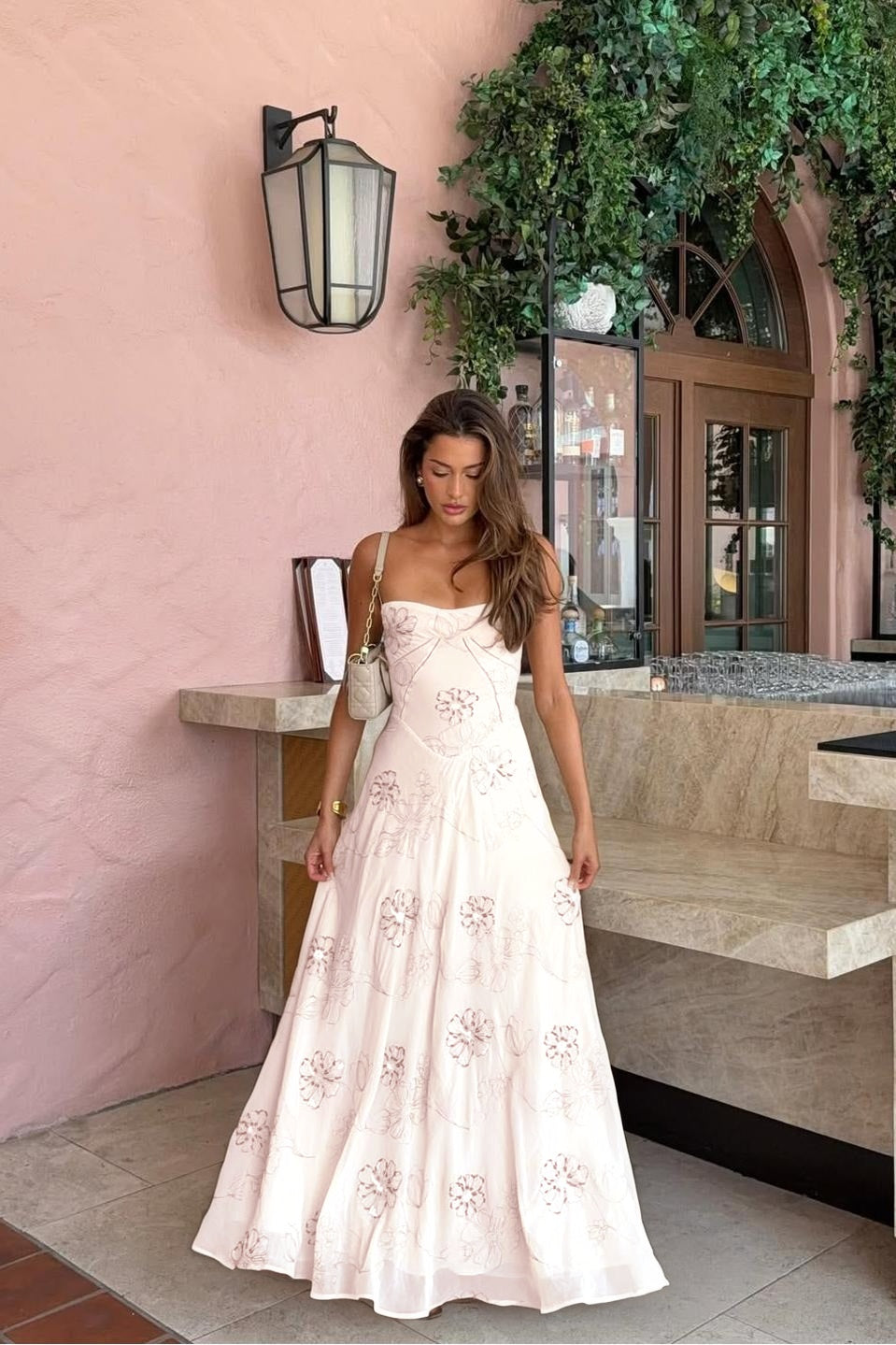 Spaghetti Strap Sleeveless Long Evening Dress With Pleated Appliques