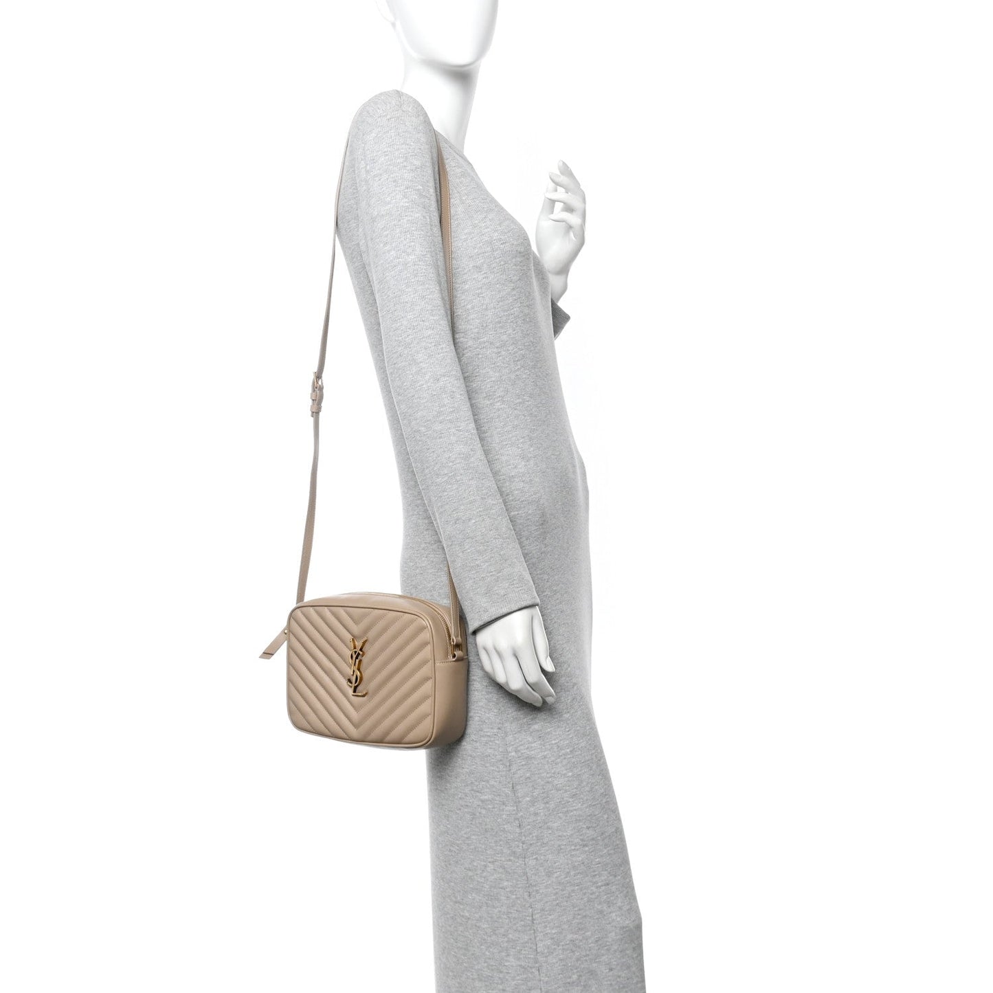 Calfskin Matelasse Monogram Lou Camera Bag Dark Beige