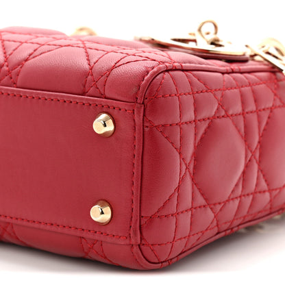 Lambskin Cannage Mini Lady Dior Red