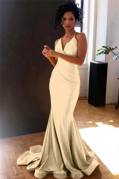 Spaghetti-Straps Mermaid Long Evening Gown
