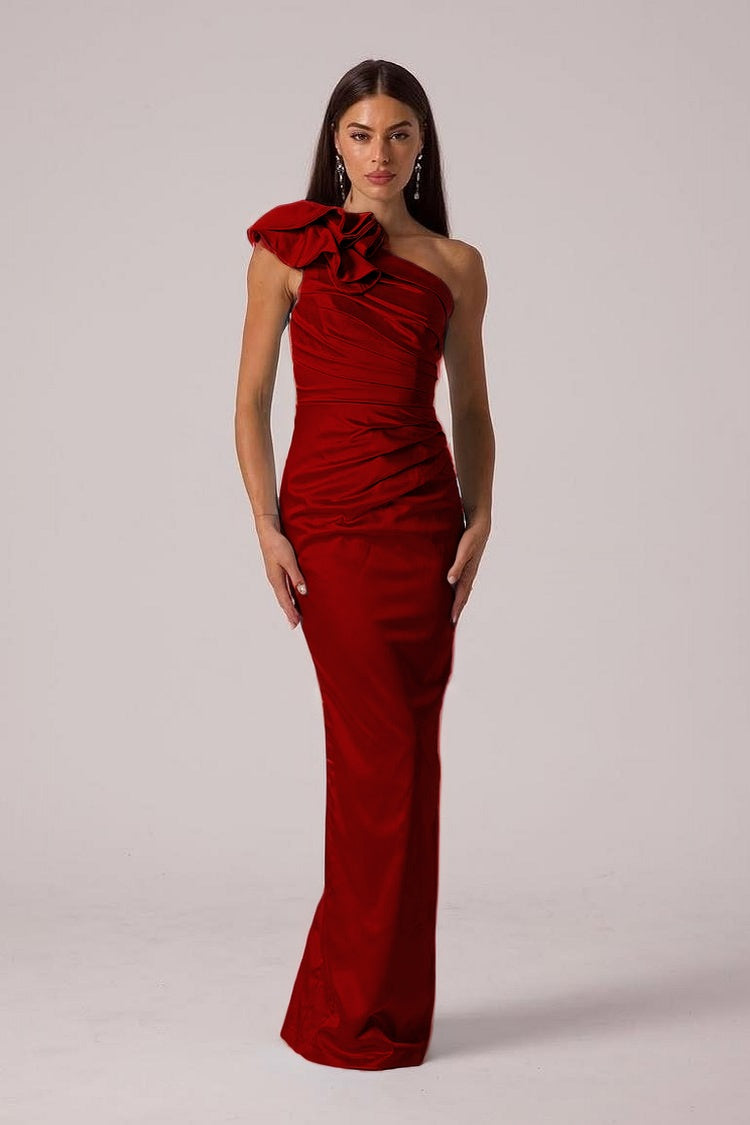 Elegant Sleeveless Mermaid One Shoulder Long Prom Dress