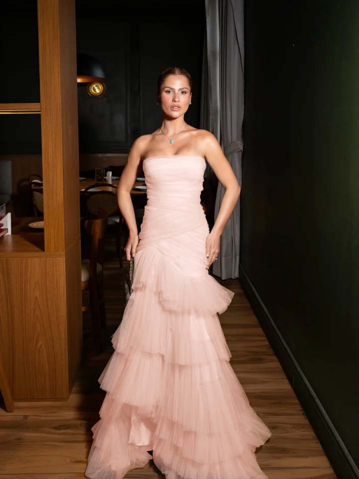 Stunning Straight Across Sleeveless Pleated Tulle Mermaid Evening Dress
