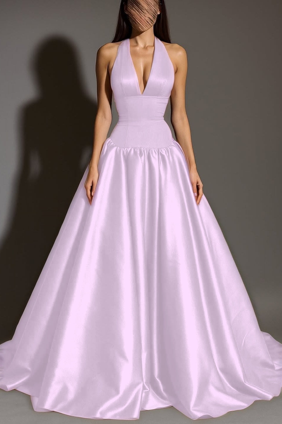 Sexy Sleeveless Halter Straps A-Line Deep V-Neck Long Prom Dress