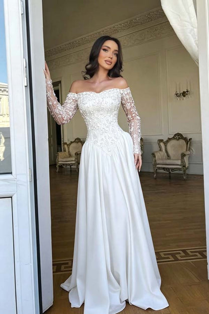 Stunning Red Bateau Neck Long Sleeves Beaded Evening Dress With Pleated
