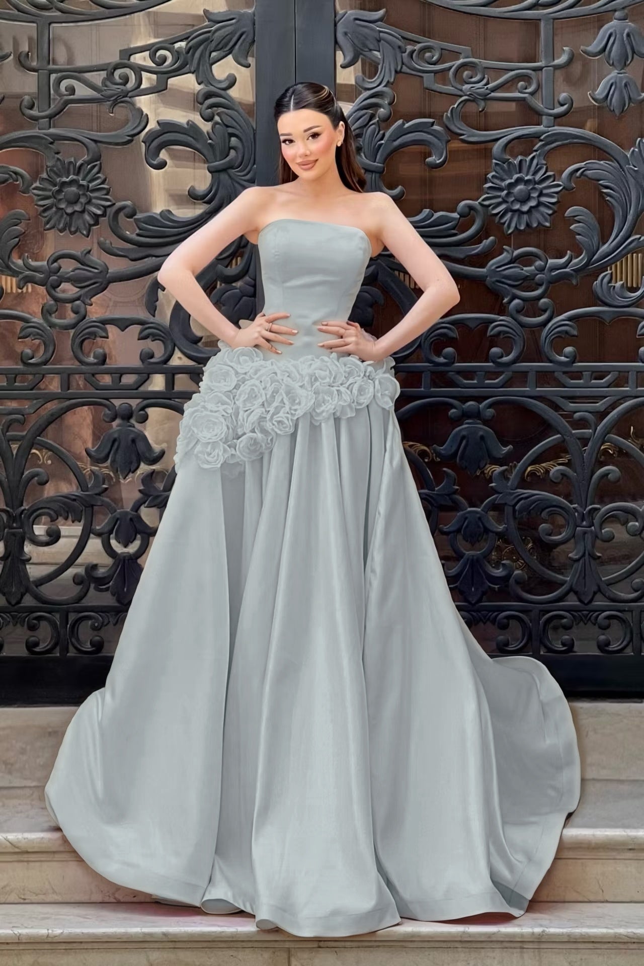Charming Sleeveless Square A-Line Evening Dress With Handmade Flower
