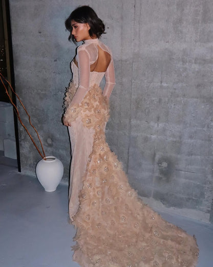 Sleeveless Strapless Sweetheart Mermaid Long Prom Dress With Handmade Flower
