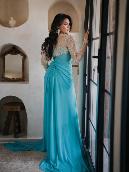 Sleeveless Elegant Pleated Prom Dress With Long Sleeves Shawl