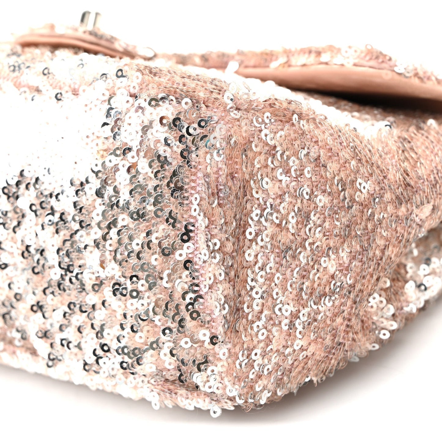 Sequin Mini Flap Light Pink Silver