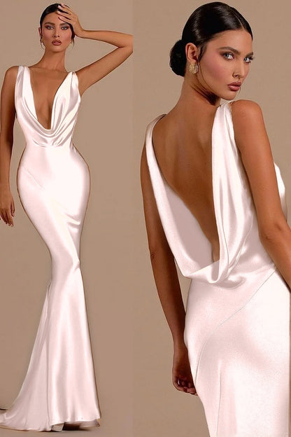 Charming Mermaid Red Sheath Halter Long Prom Dress