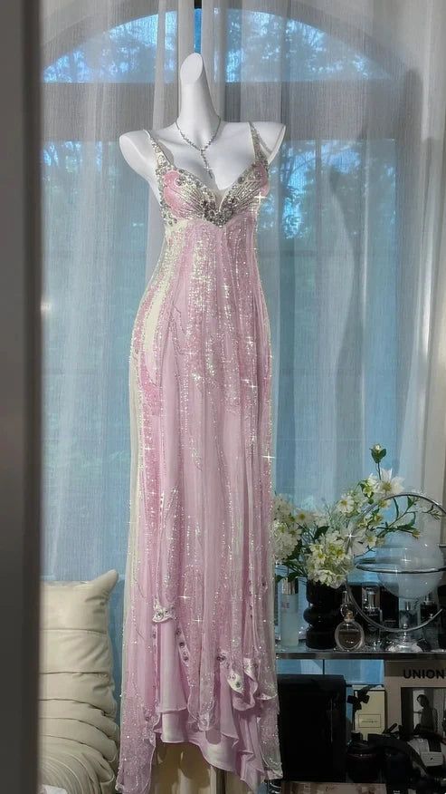 Ivory Exquisite A Line Beaded Rhinestone Chiffon Prom Dress Formal Dress Party Dress SH4024