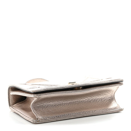 Metallic Grained Calfskin Small Diorama Flap Bag Copper