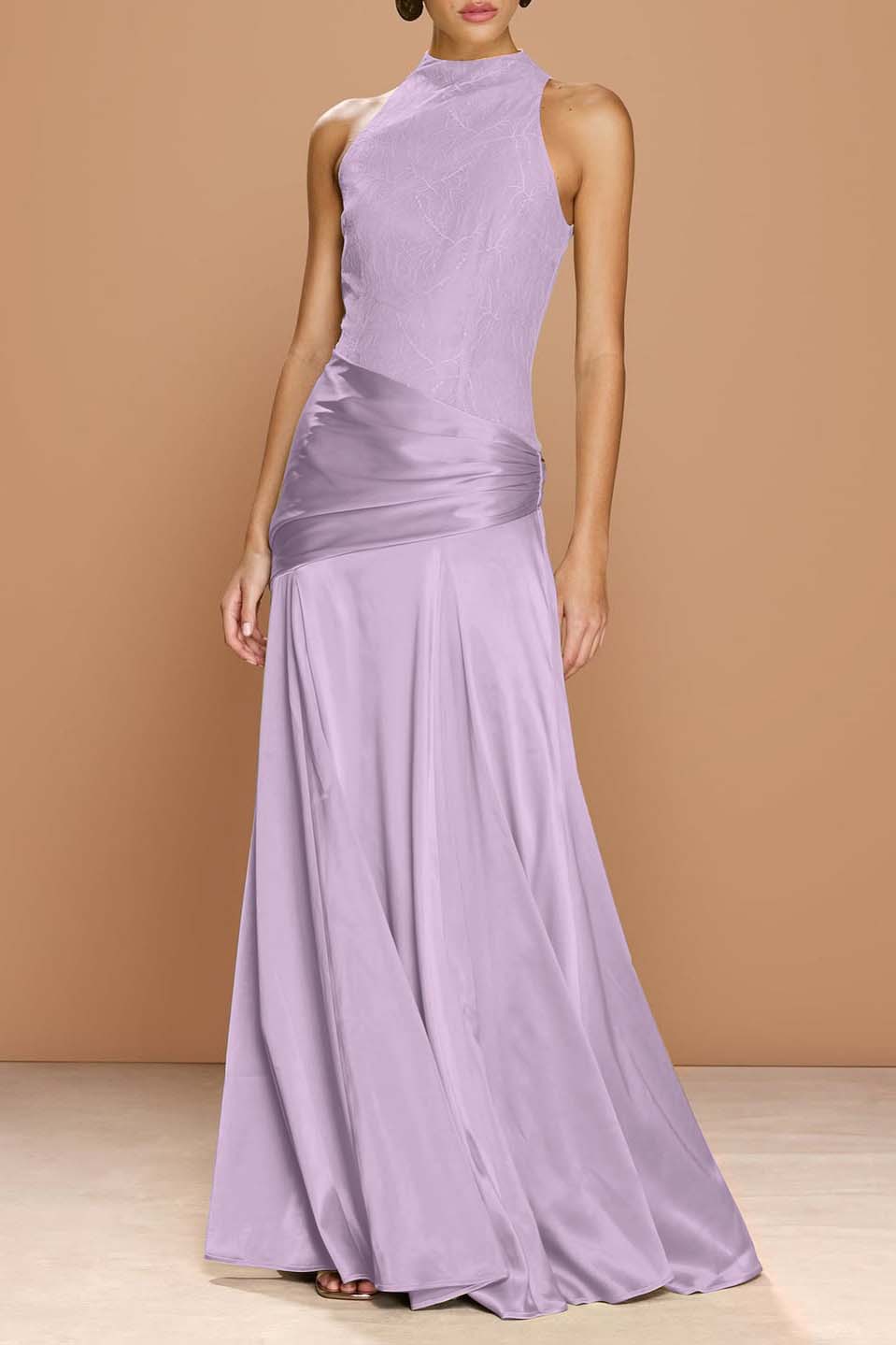 Chic Sleeveless High Neck Prom Dress With Embroidery