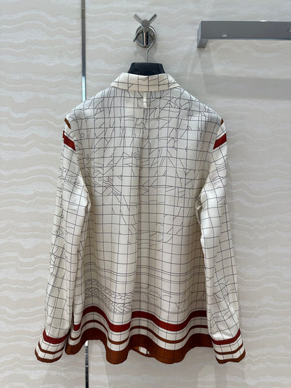 Hm 25 Coaching Deja Vu Shirt White red brown Silk