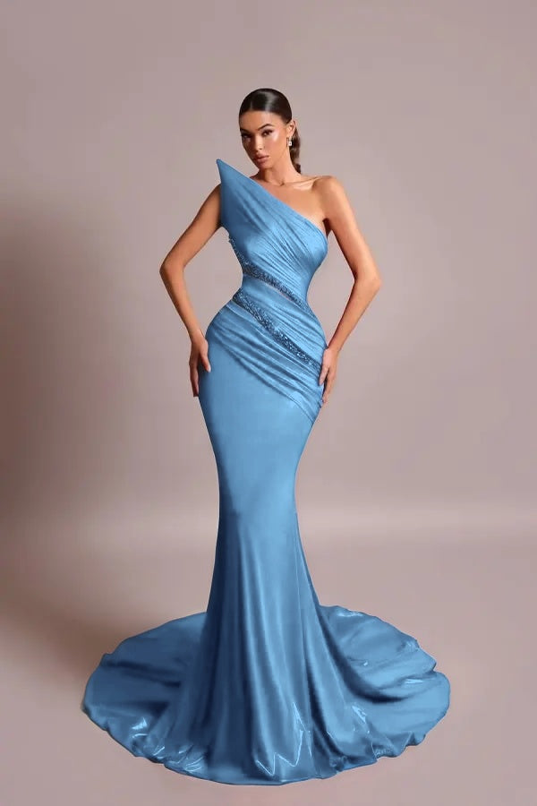 Red Strapless Long Prom Dress Mermaid Sleeveless with Sequins