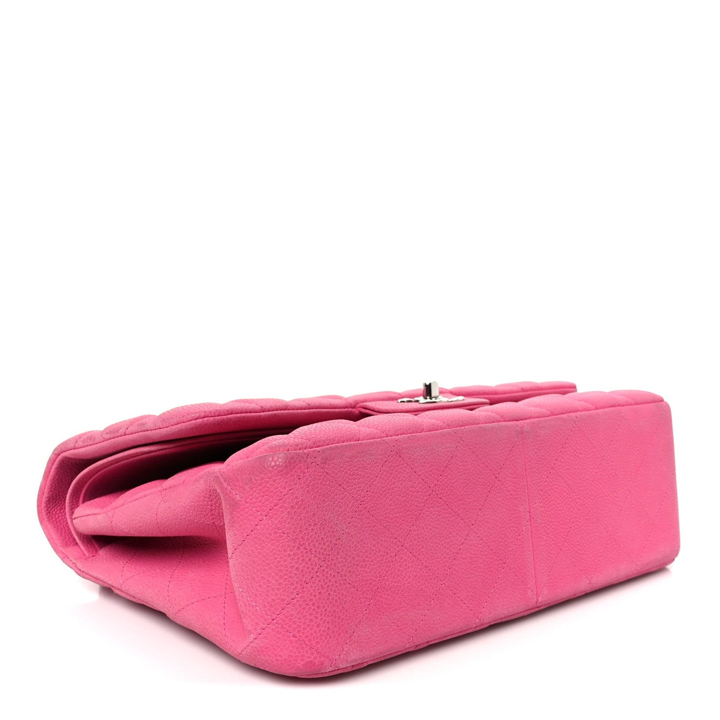 Iridescent Caviar Quilted Jumbo Double Flap Pink