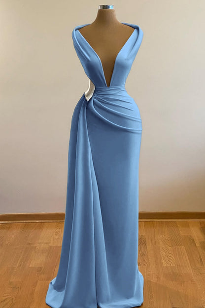 Simple Orange Sleeveless Deep V-Neck Mermaid Prom Dress