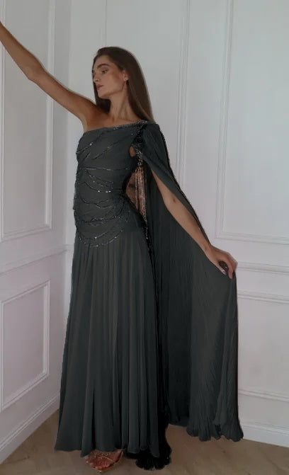 Blushing Pink One Shoulder Sheath Evening Dress With Beadings