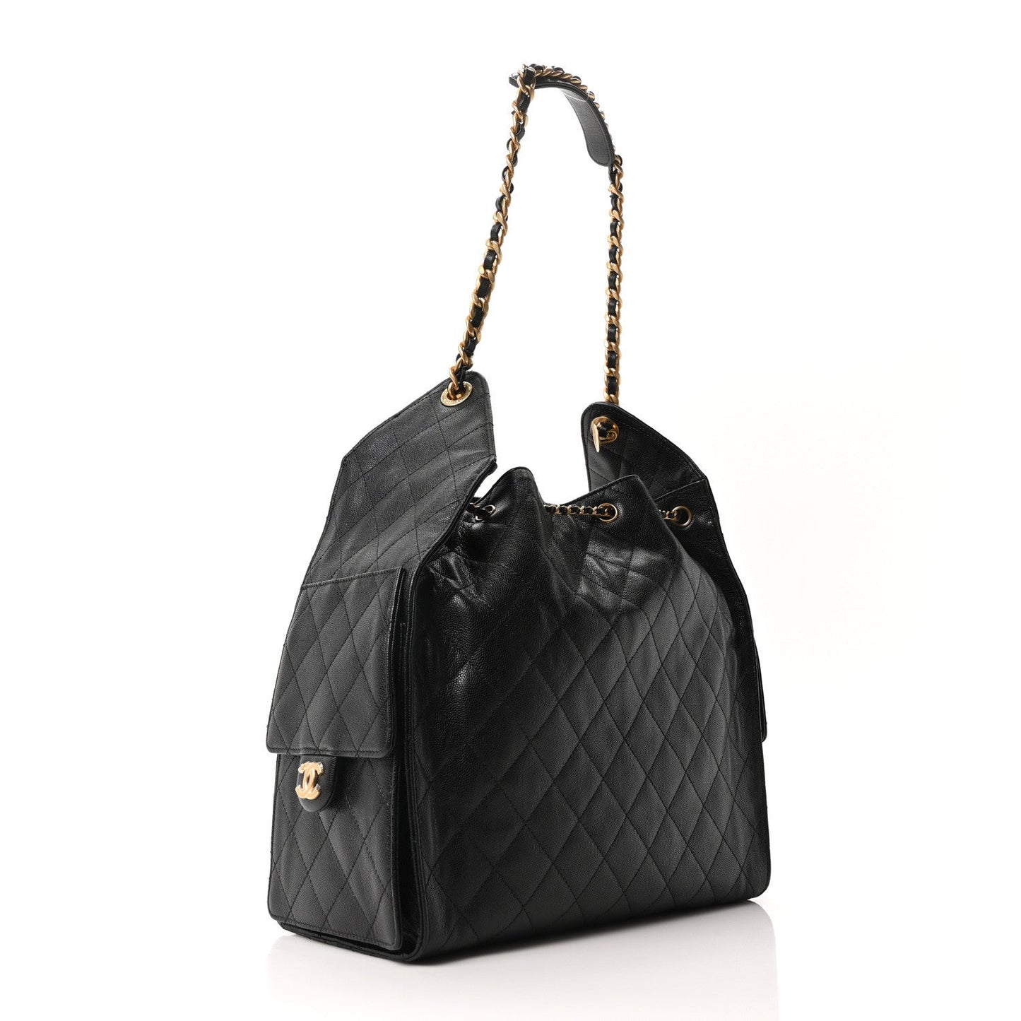 Caviar Quilted Medium Chanel 25 Handbag Black