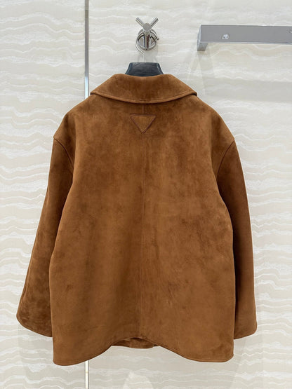 Prada 25 Jacket Brown Suede lambskin