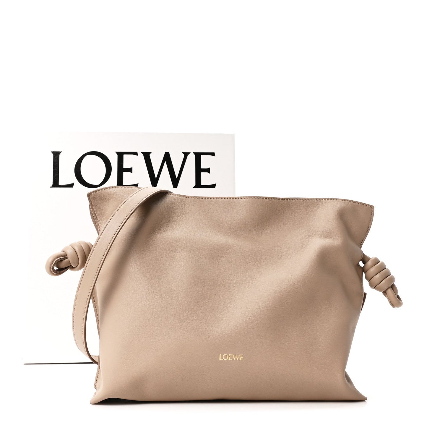 Nappa Calfskin Medium Flamenco Knot Clutch Sand
