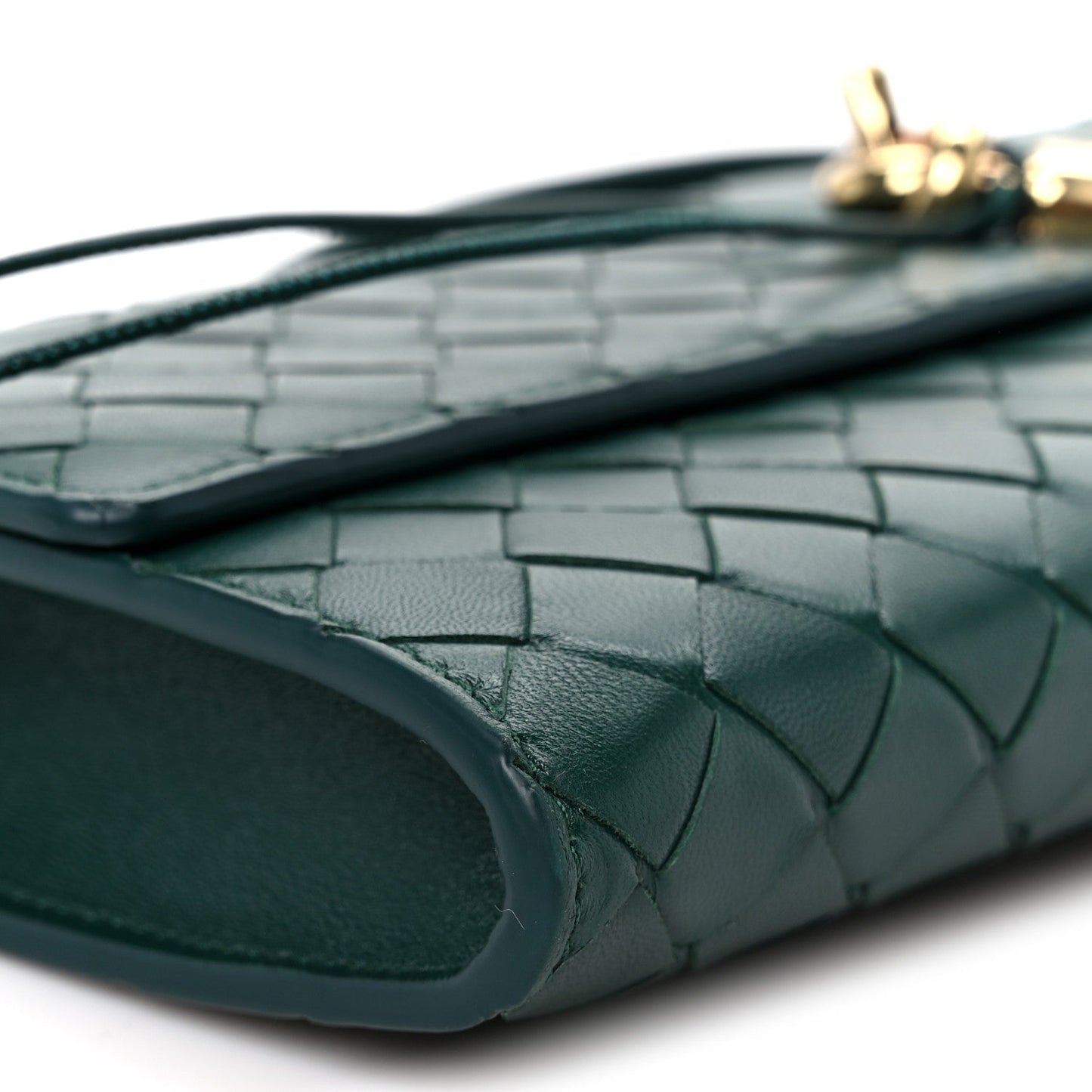 Nappa Intrecciato Long Andiamo Top Handle Clutch Emerald Green