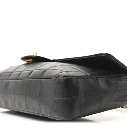 Lambskin East West Chocolate Bar Flap Black