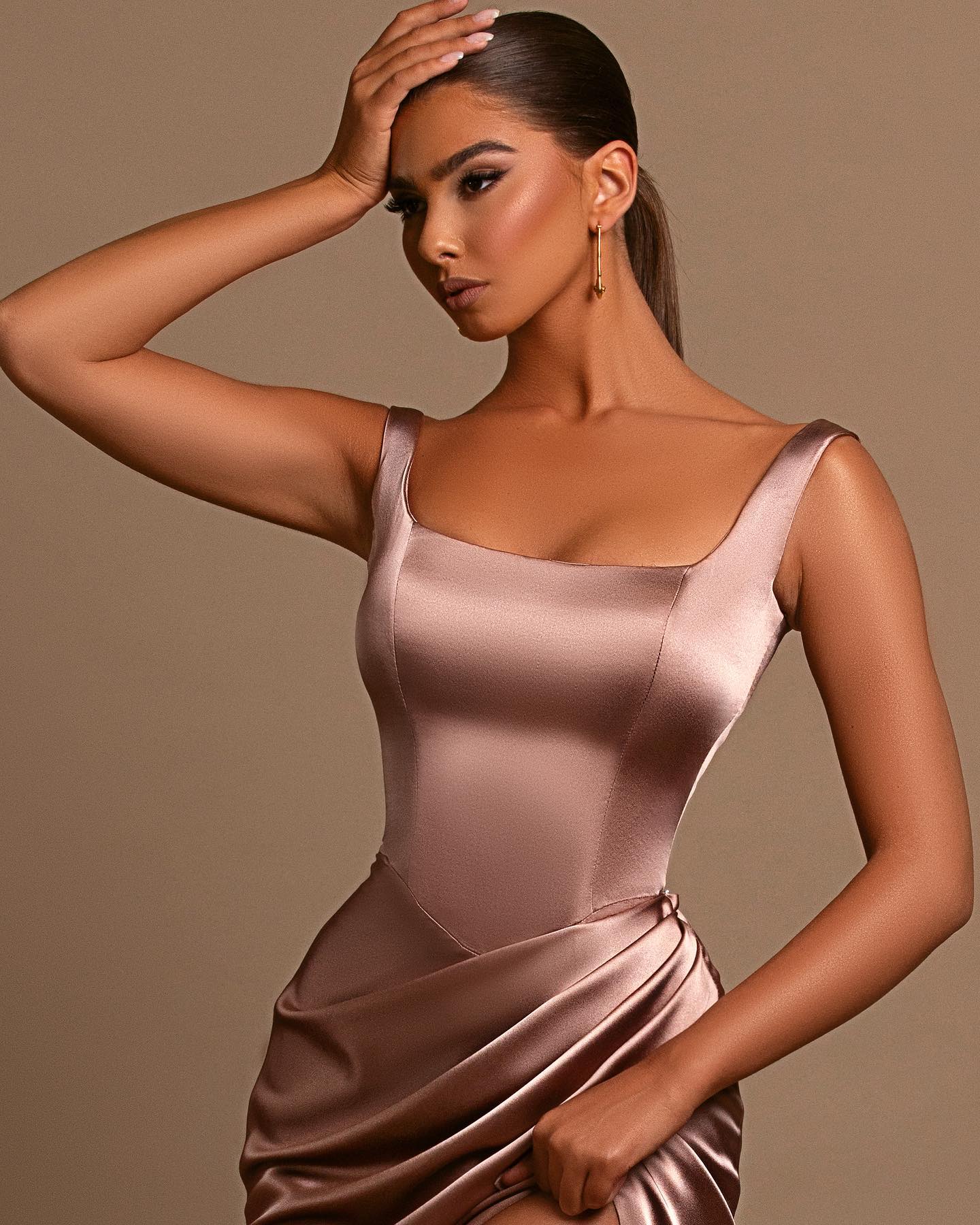 Dusty Rose Spaghetti-Straps Square Neck Mermaid Prom Dress Online