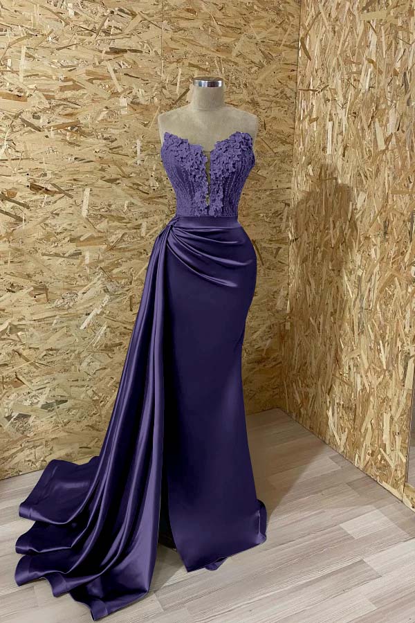 Sleeveless Mermaid Evening  Appliques Dress With Slit