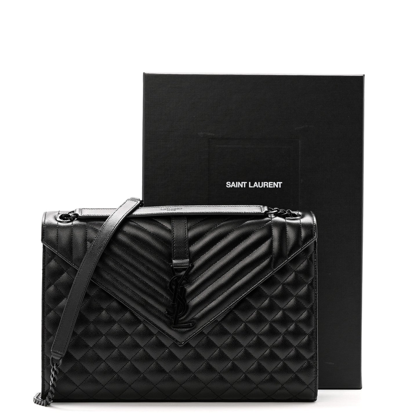 Grain De Poudre Textured Mixed Matelasse Large Triquilt Monogram Monochrome Satchel Black