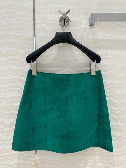 Prada Skirt Green Lambskin