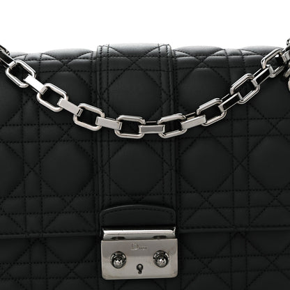 Ultra Matte Calfskin Cannage Medium Miss Dior Flap Black