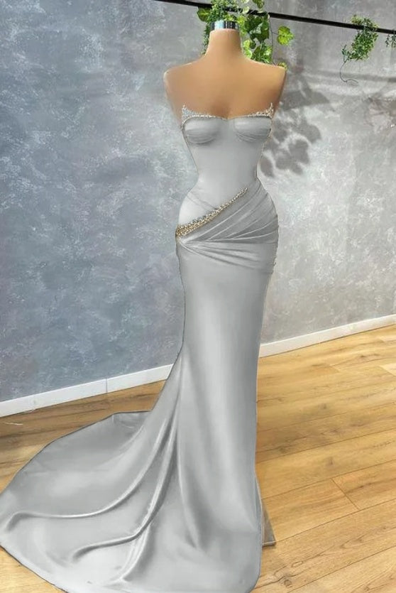 Dark Green Mermaid Prom Dress Strapless With beads