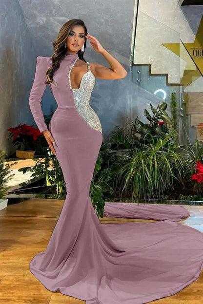 White Sequins Mermaid Prom Dress One Shoulder
