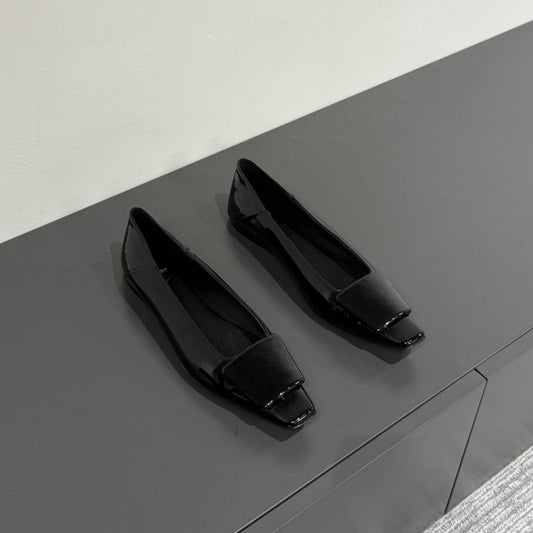 POPPY BALLET FLATS IN BLACK GLOSSY LAMBSKIN