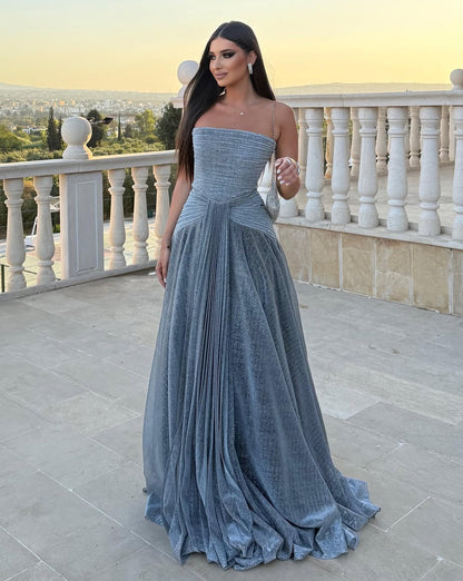 Chic Strapless Sleeveless A-Line Prom Dress With Pleated