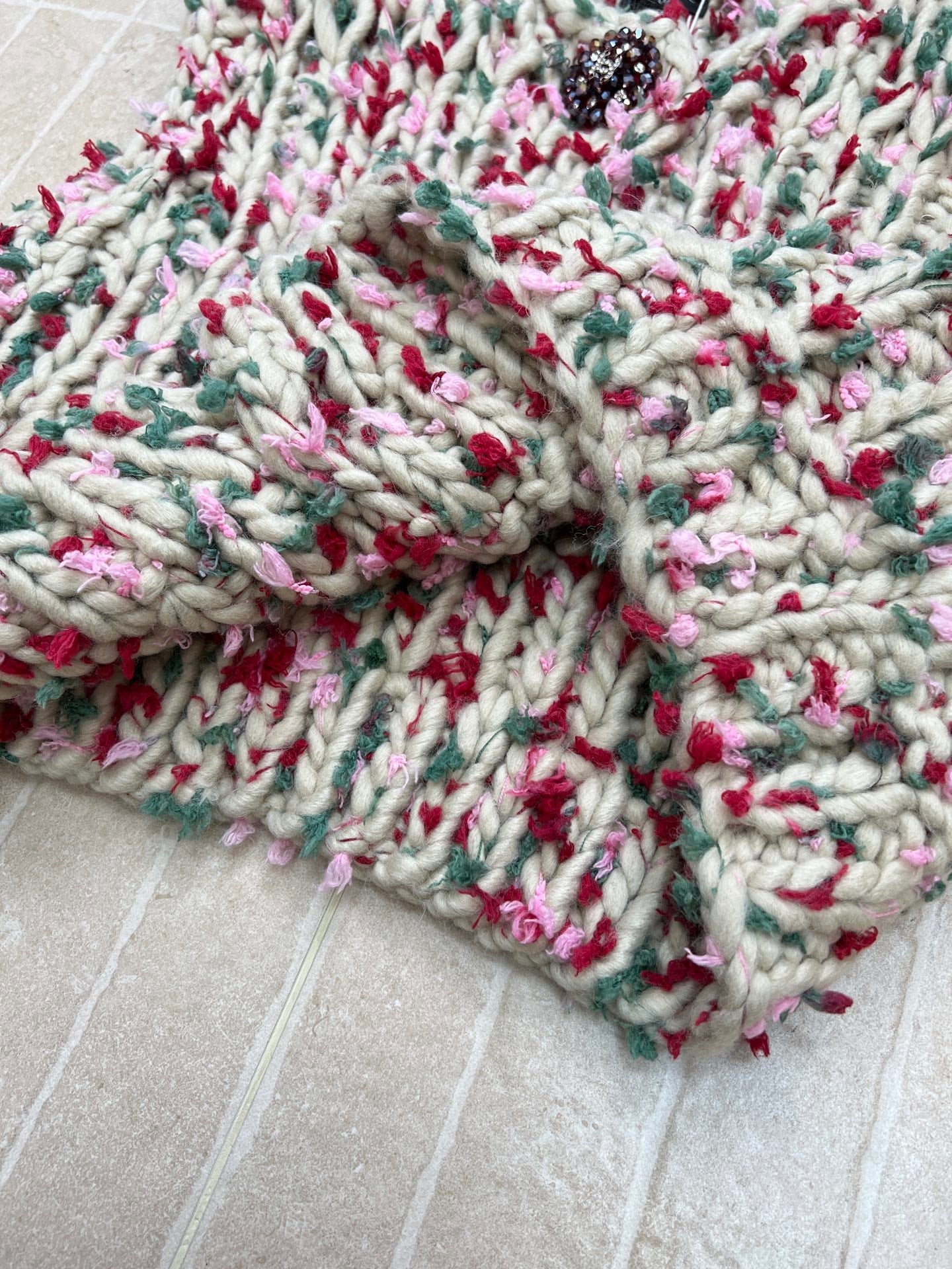 Chanel Hand-crocheted Colorful Pom-pom Vest Cashmere
