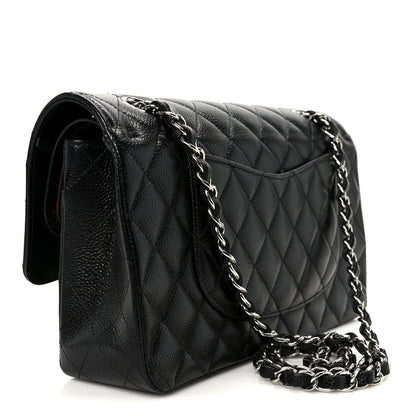 Caviar Quilted Medium Double Flap Black