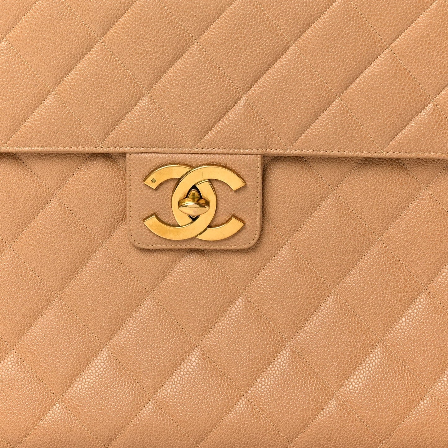 Caviar Quilted Briefcase Laptop Bag Beige