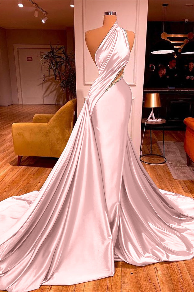 Long Beadings Mermaid Prom Dress One Shoulder With Ruffles