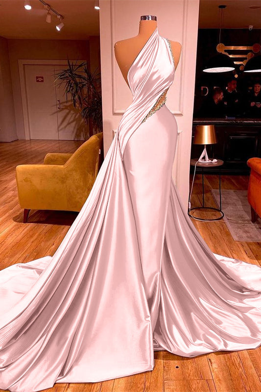 Long Beadings Mermaid Prom Dress One Shoulder With Ruffles