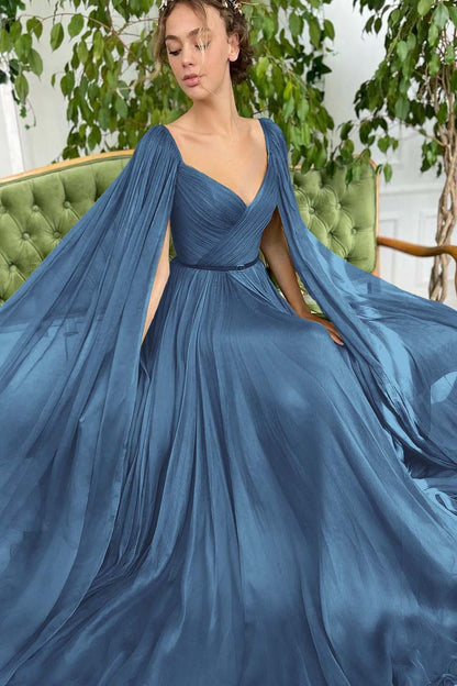Elegant Green Long Puffy Sleeves Formal Prom Dress Sweetheart Tulle With Split