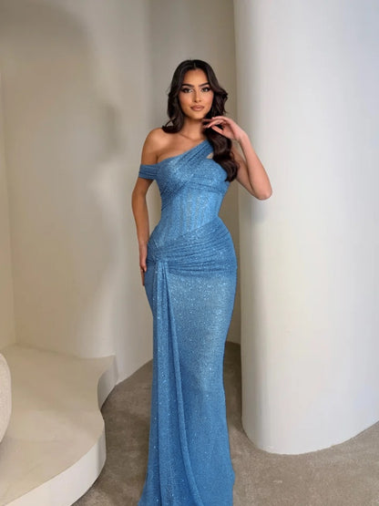 Stunning Sleeveless Sequins Floor Long Mermaid Evening Dress