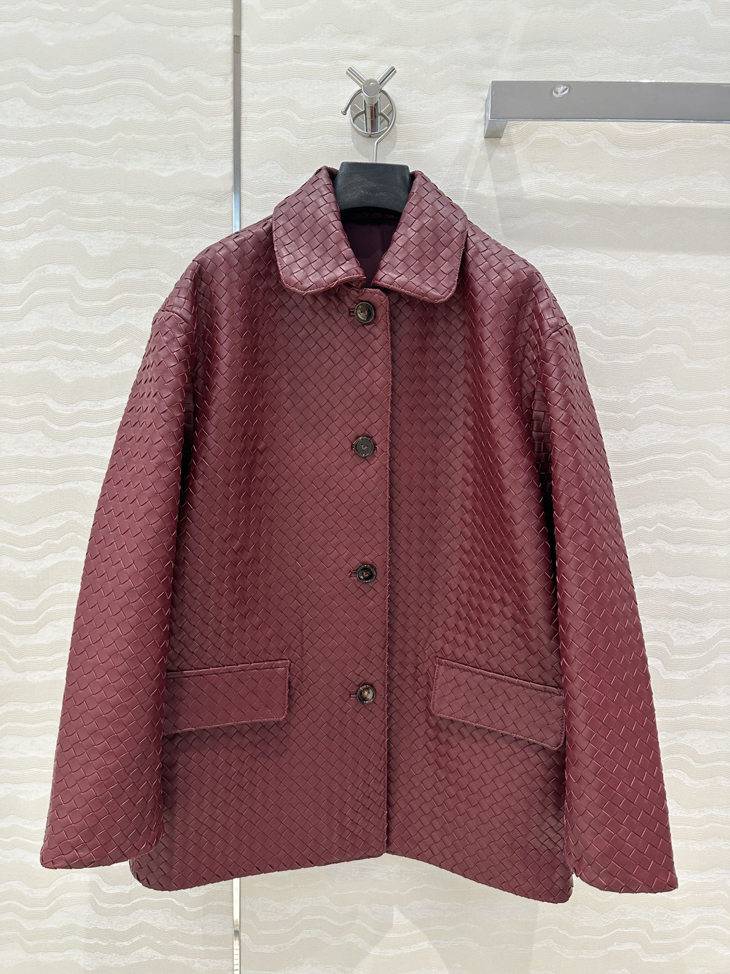 BV Jacket in Burgundy Lambskin